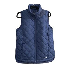 LANDS’ END Recycled Quilted Sleeveless Zip Front Vest Navy Blue S
